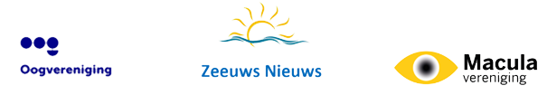 Logo van de Oogvereniging, Zeeuws Nieuws, en de macula vereniging.